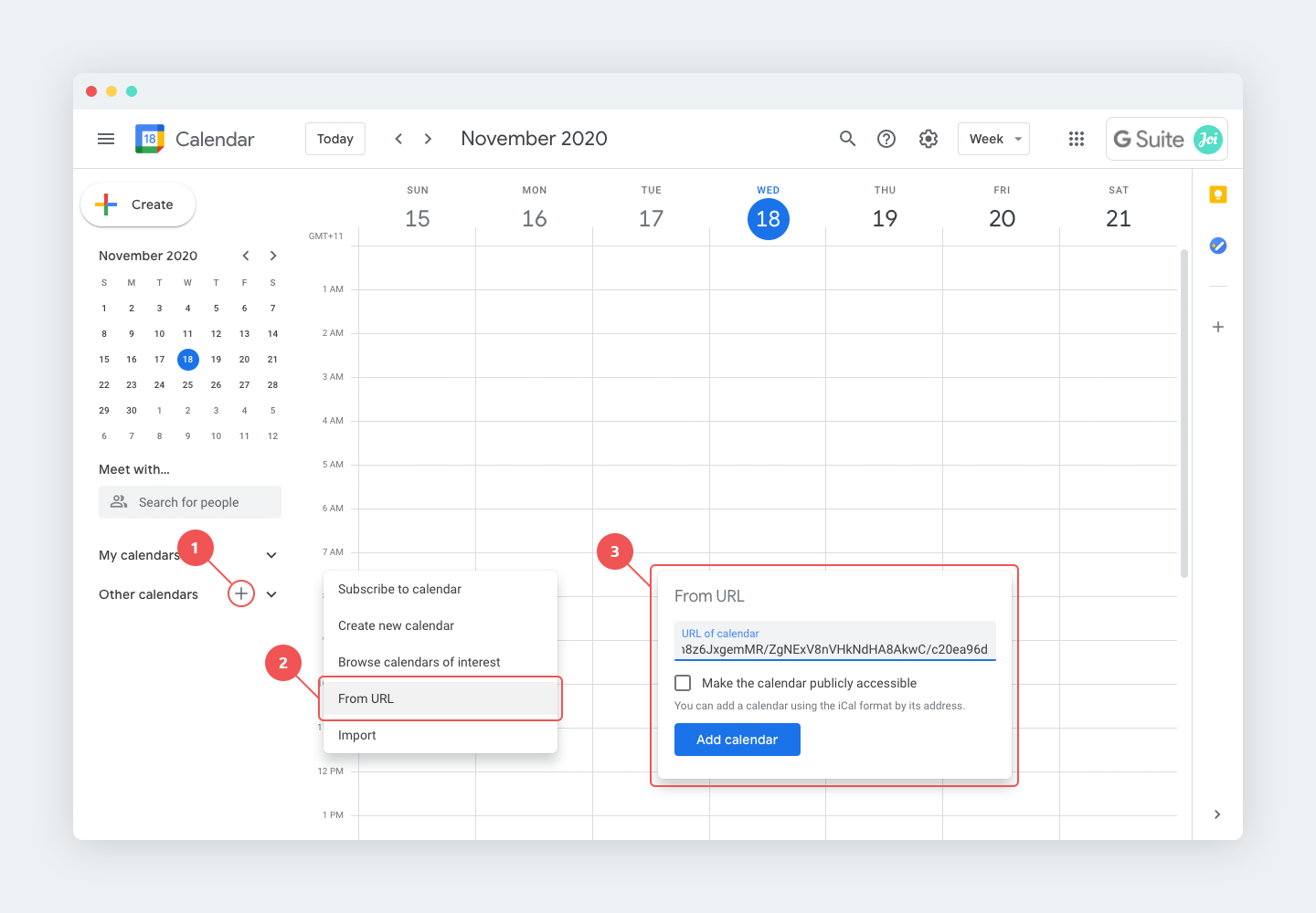 How to subscribe to a Joi calendar